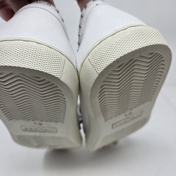 J/Slides Tennisshoes Women's 8.5 White Leather CeCe Studded Pearl Slip-On Medium - Picture 6 of 8